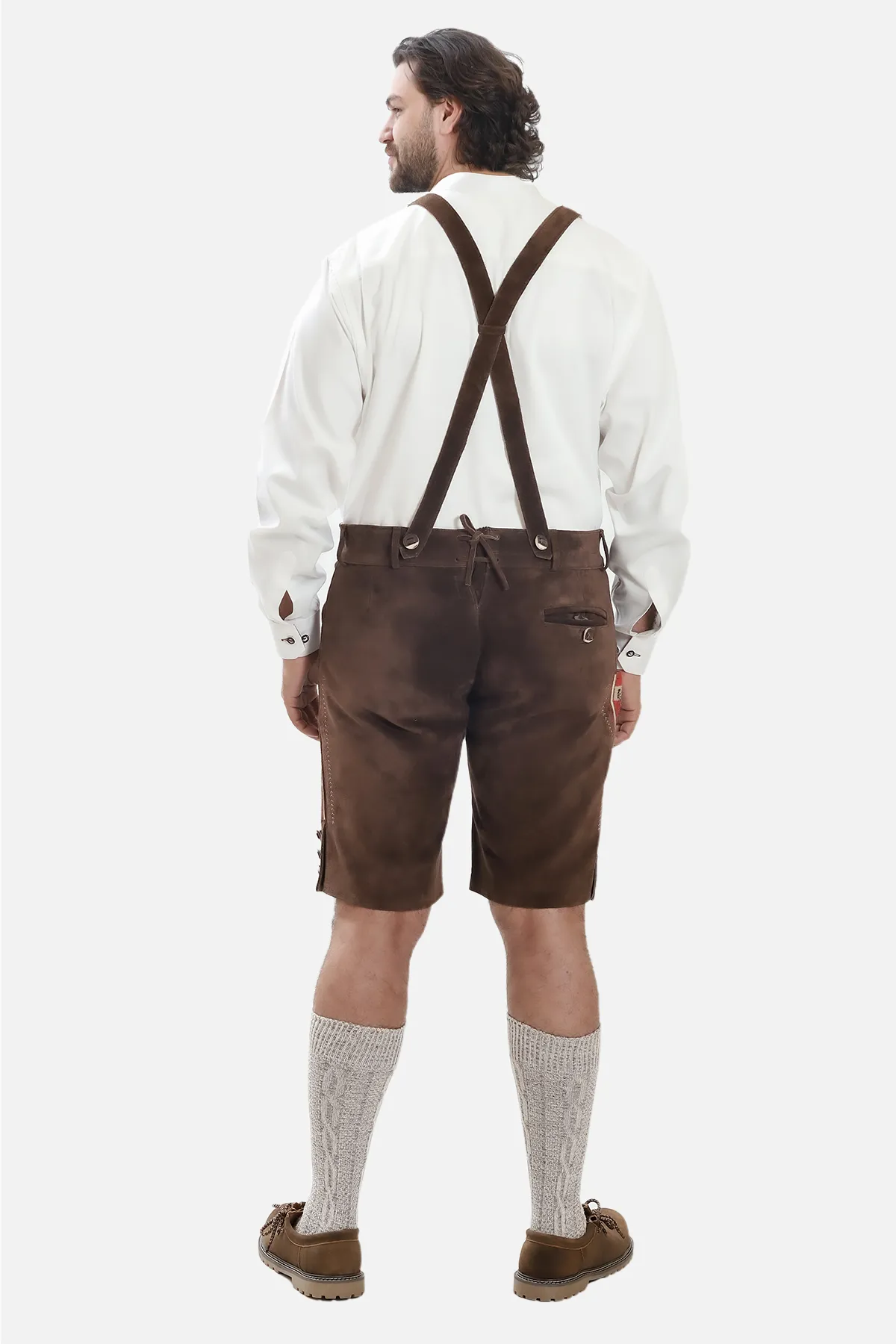 Men's Chocolate Brown Bavarian Lederhosen with Suspenders - Image 6
