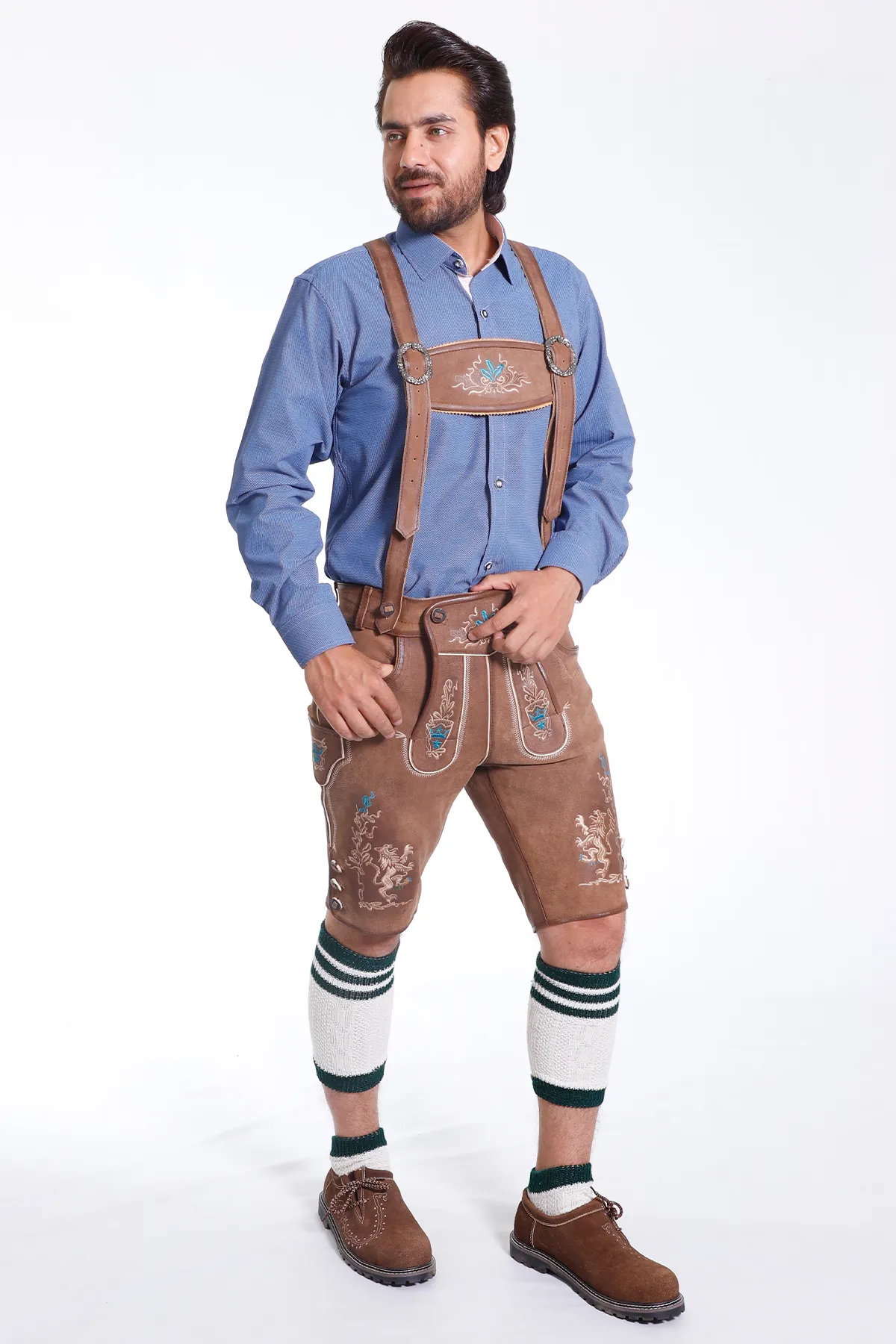 Men's German Oktoberfest Shirt in Classic Blue Texture - Image 3