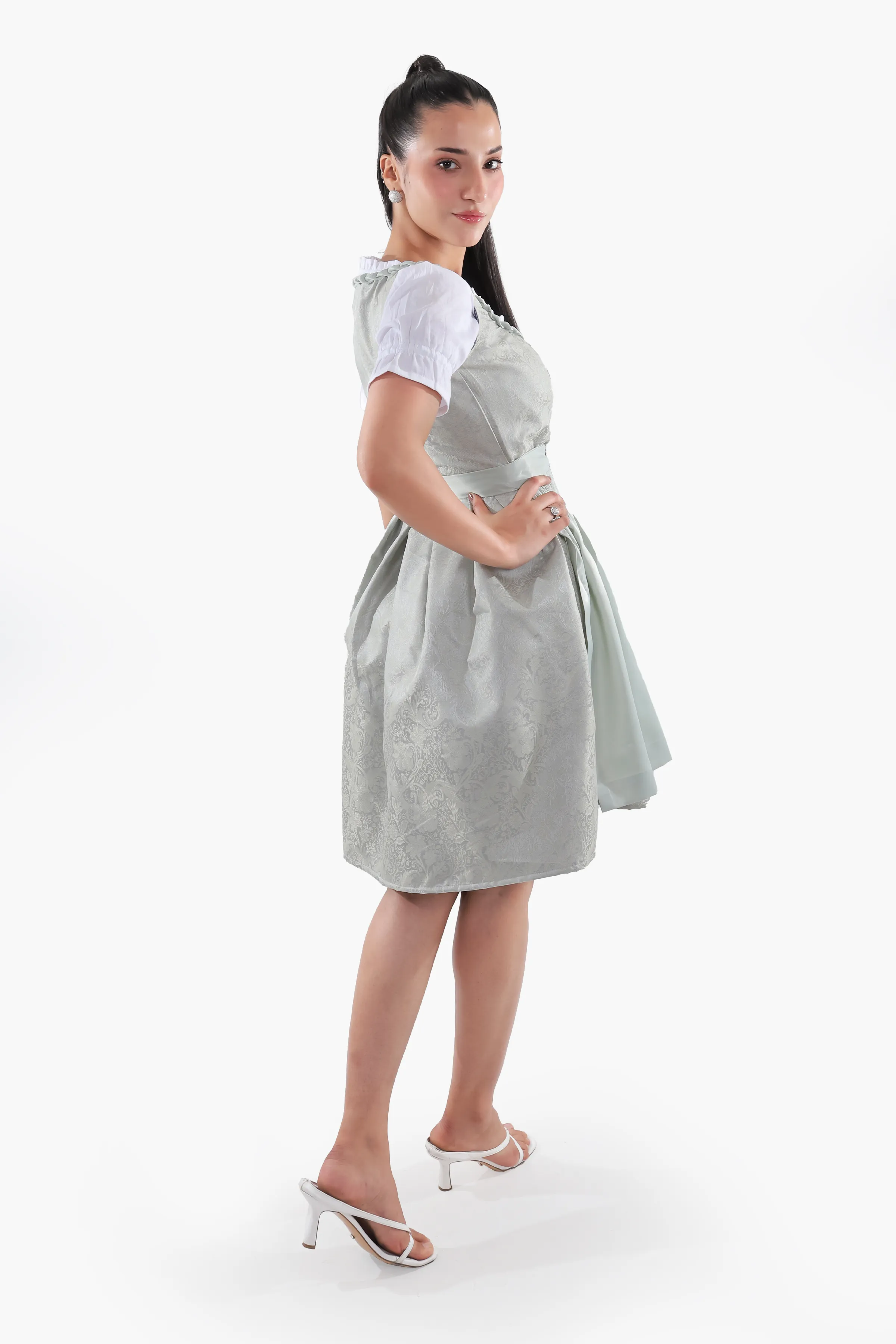 Midi Dirndl Dress Luxury Mint Green Elegance - Image 5