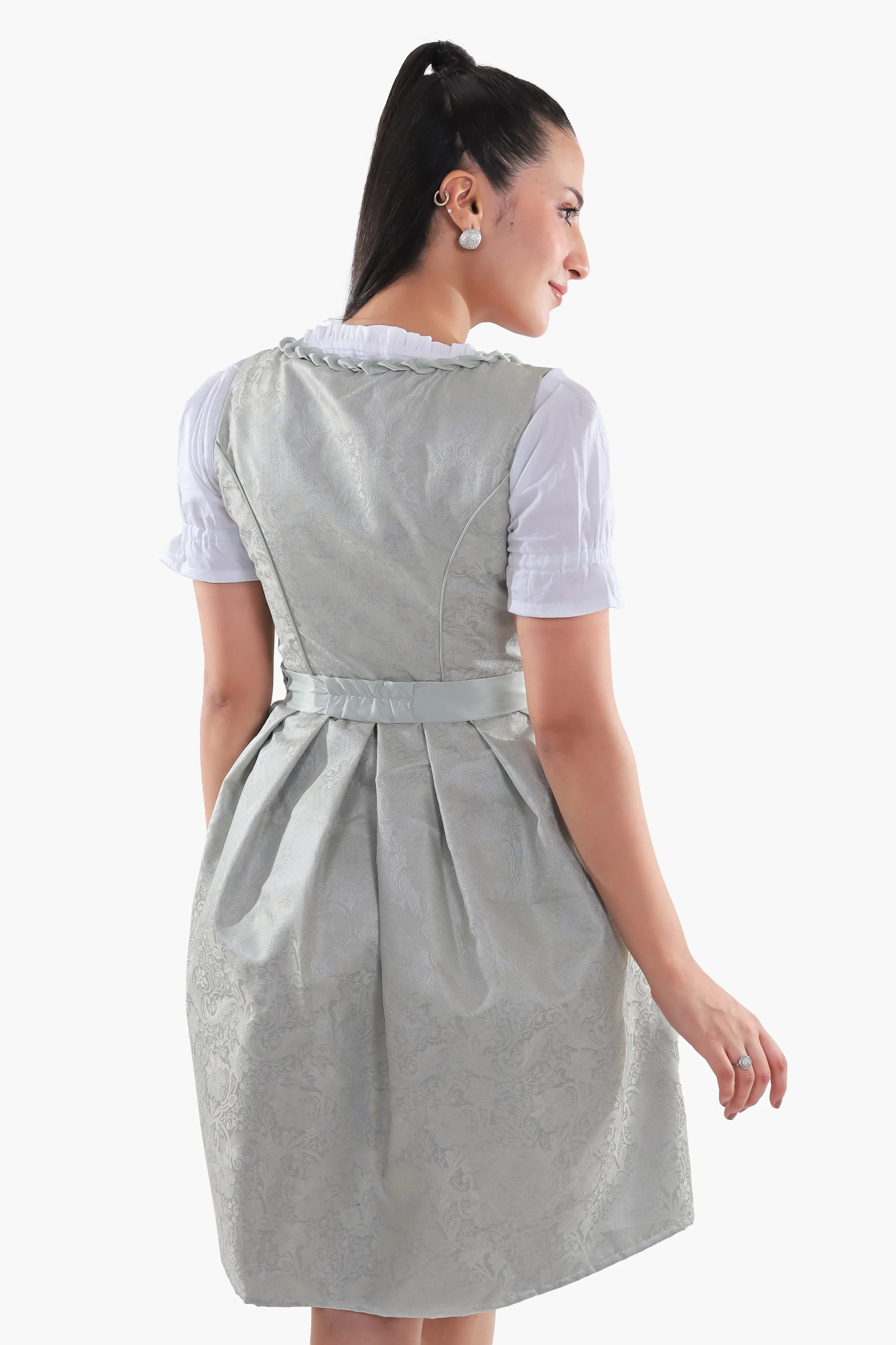 Midi Dirndl Dress Luxury Mint Green Elegance - Image 6