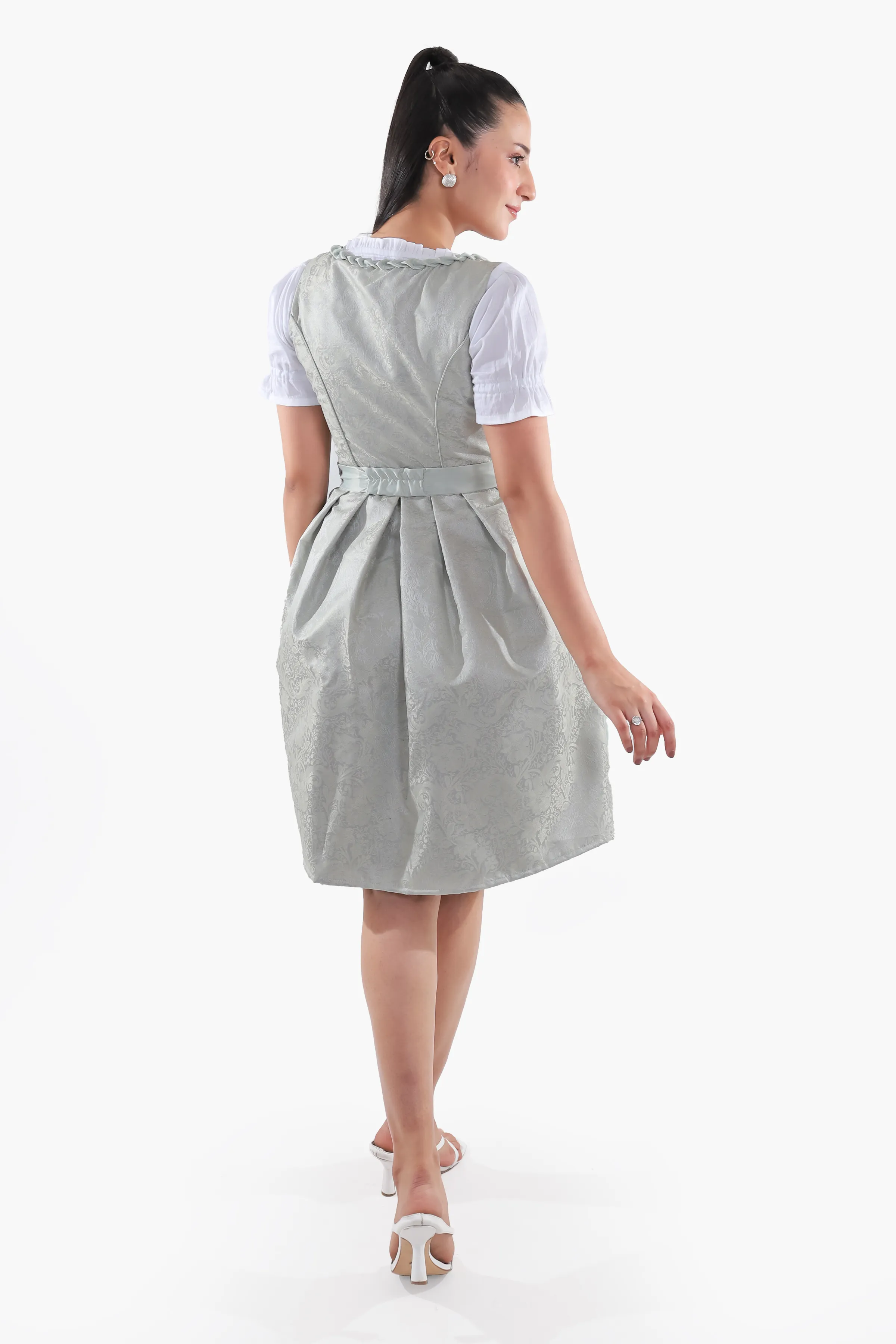 Midi Dirndl Dress Luxury Mint Green Elegance - Image 7