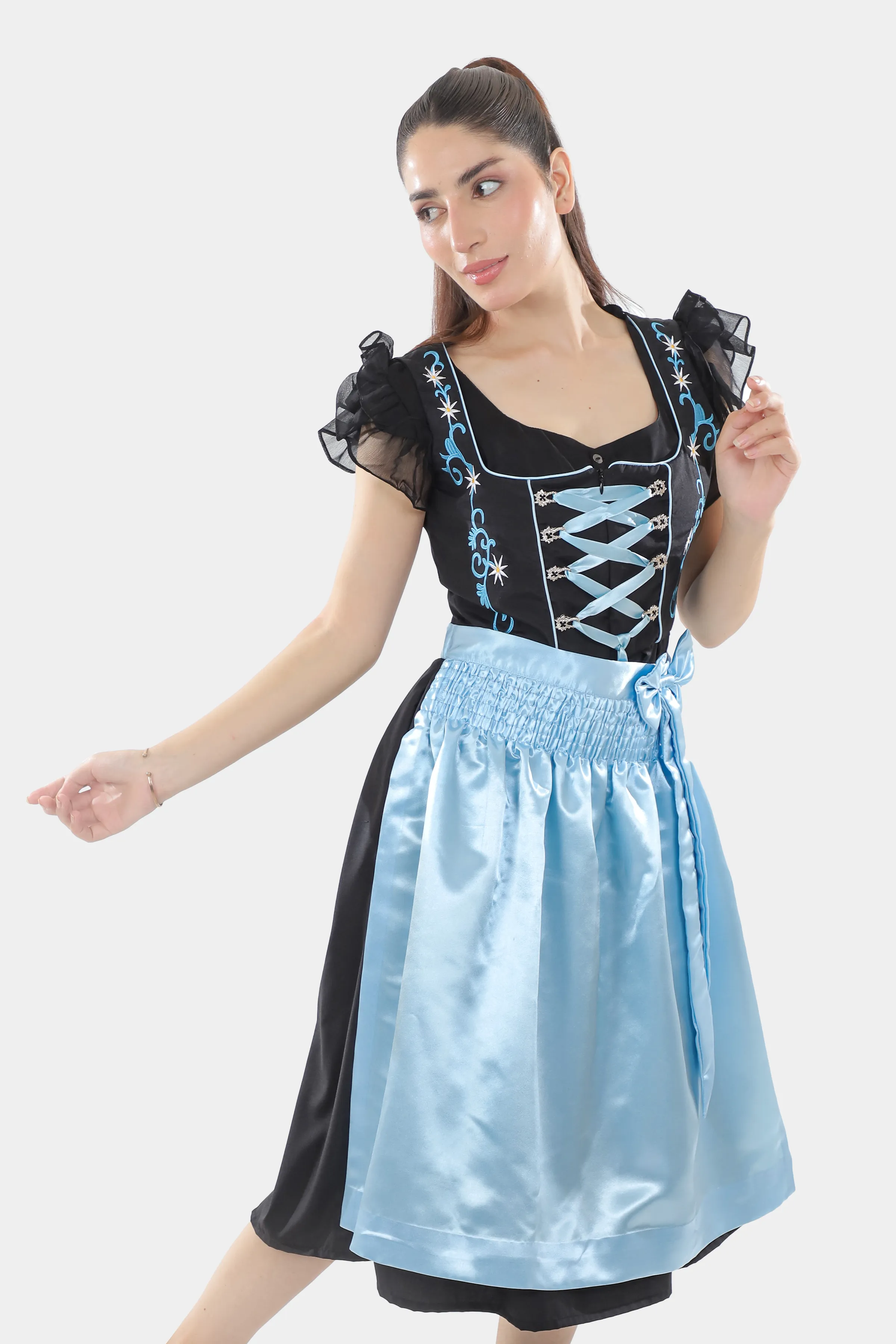 Midnight Black Dirndl Serene Blue Seduction - Image 3