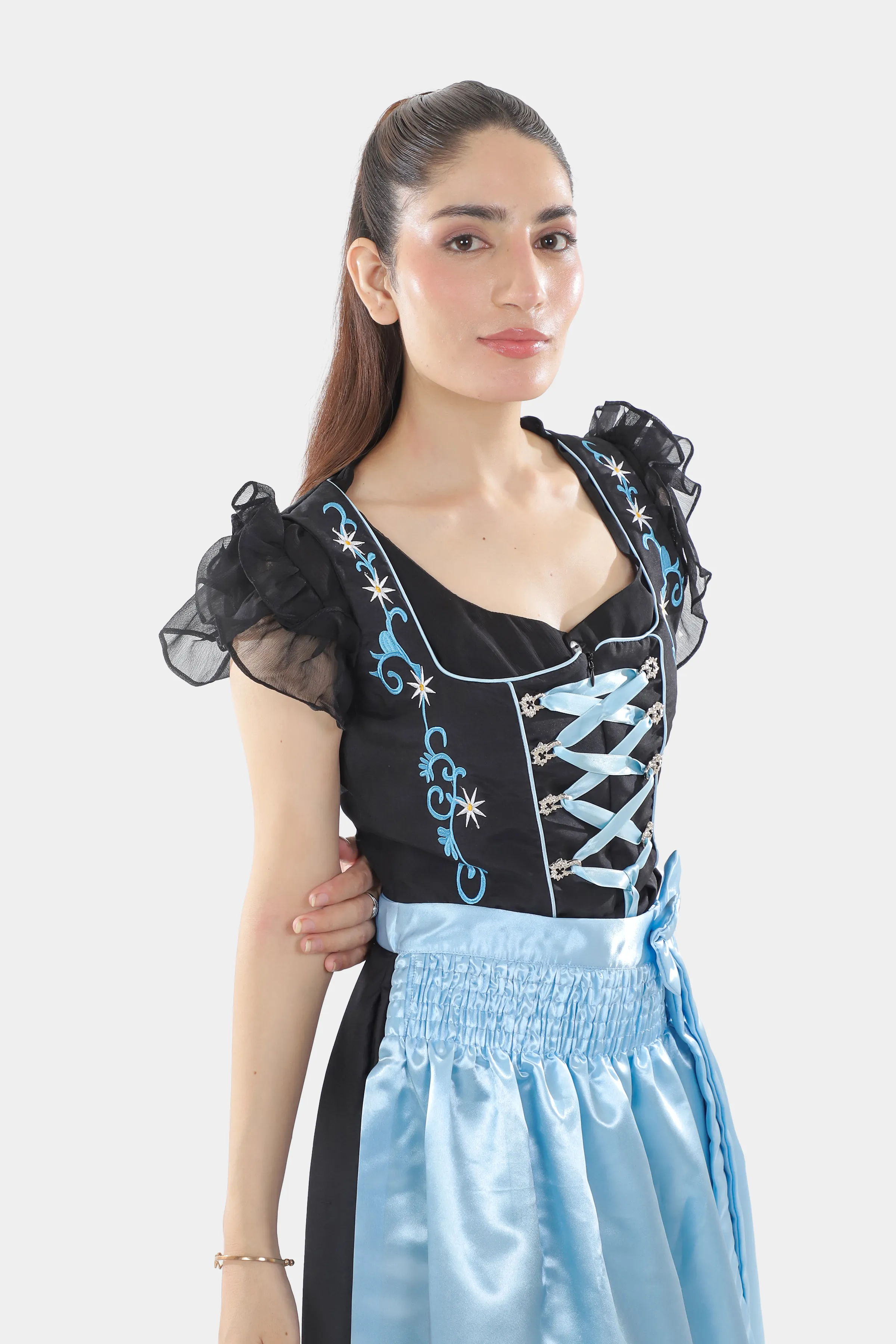 Midnight Black Dirndl Serene Blue Seduction - Image 5