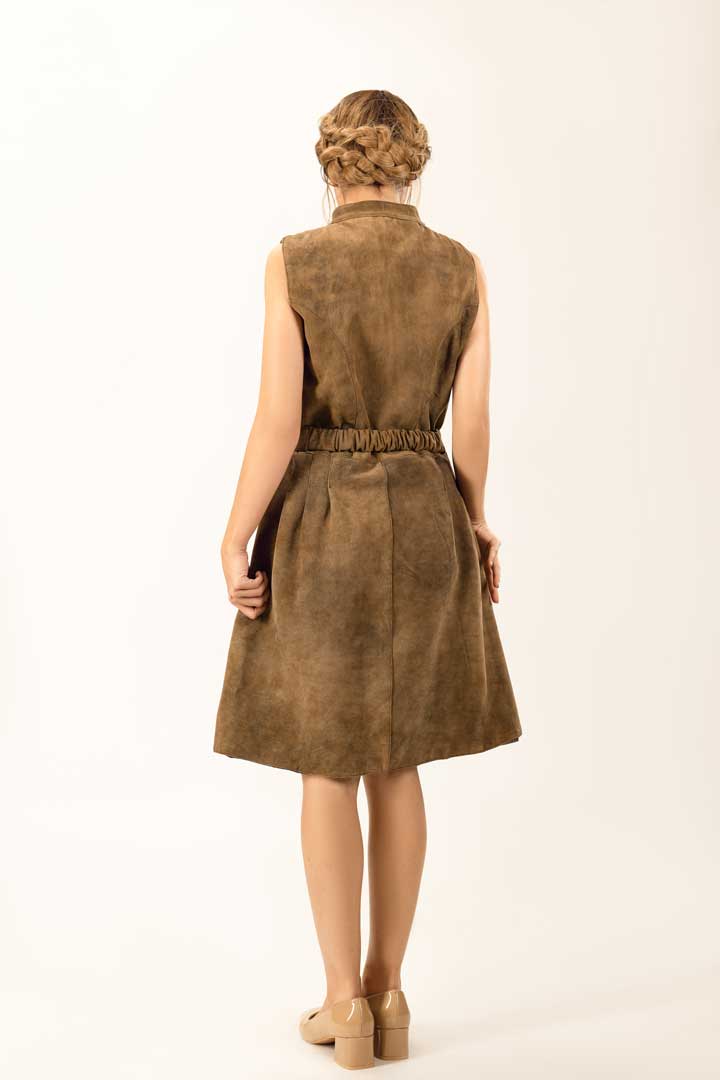 Modern Tracht Leather Dress Elisa Forest Brown - Image 2