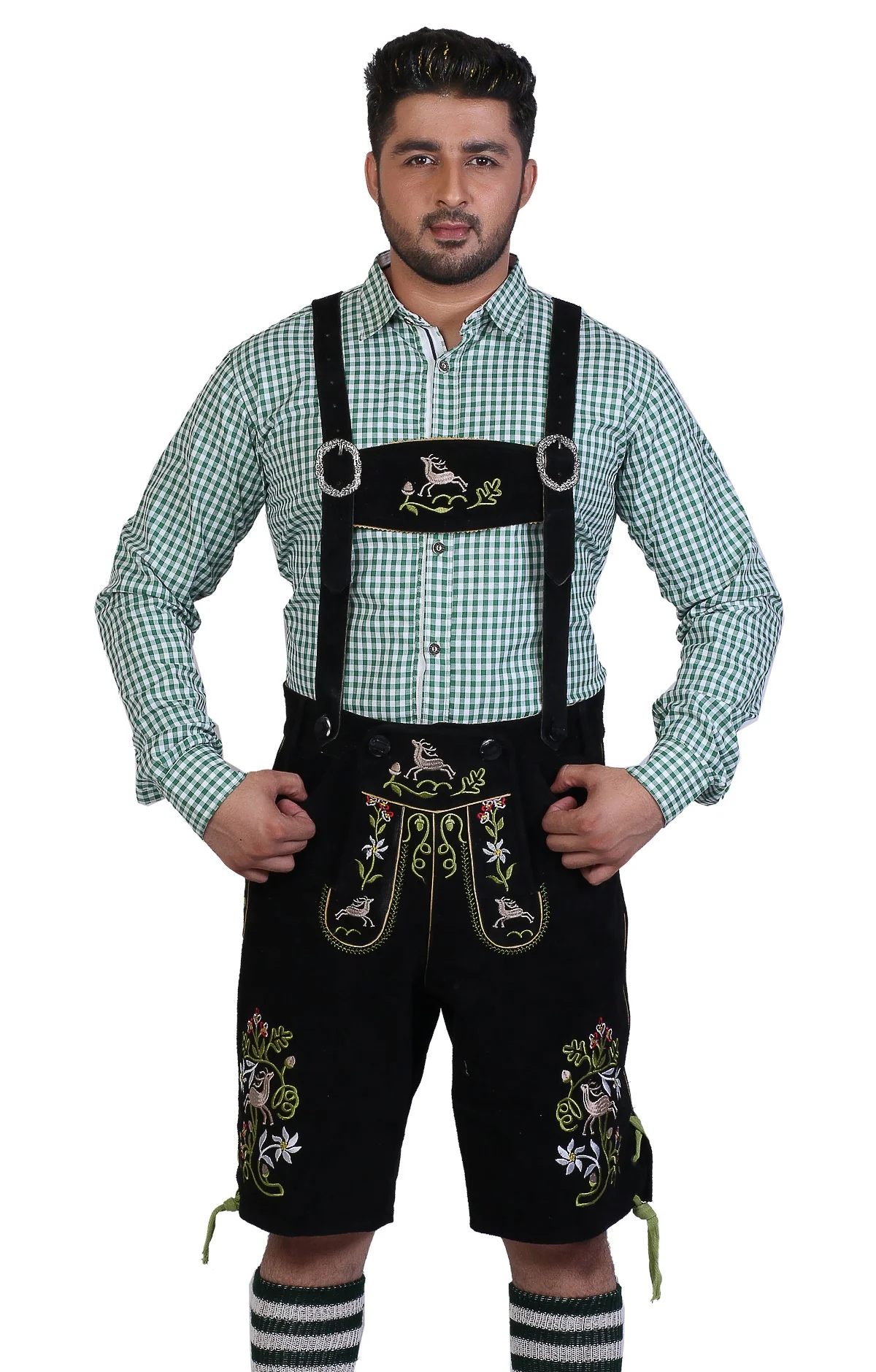 Multi Embroidered Short Lederhosen Night Black - Image 3