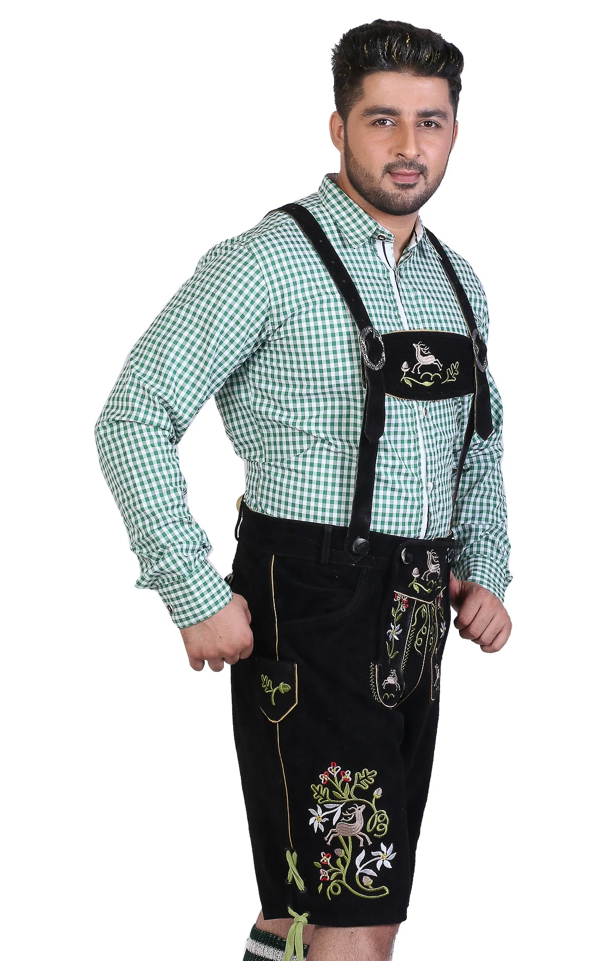 Multi Embroidered Short Lederhosen Night Black - Image 4