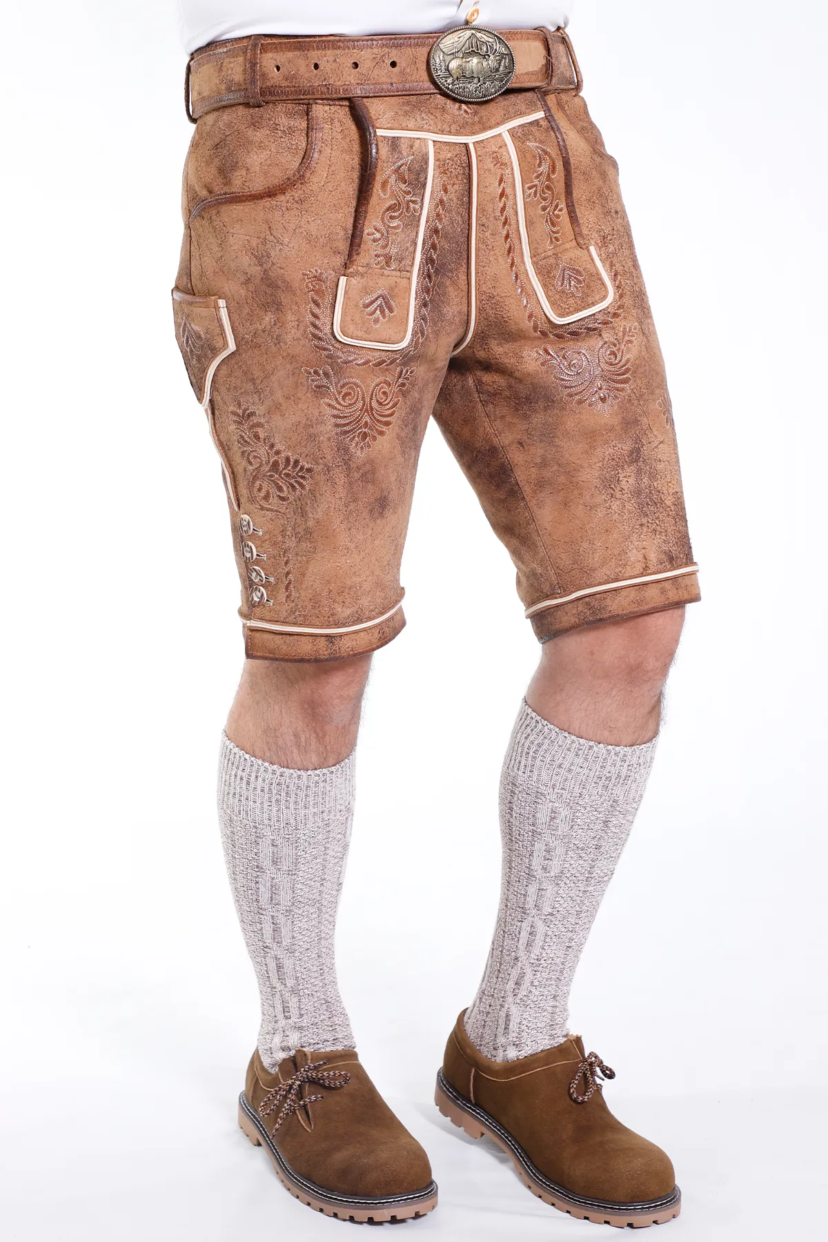 Premium German Lederhosen Men Buff Brown - Image 3