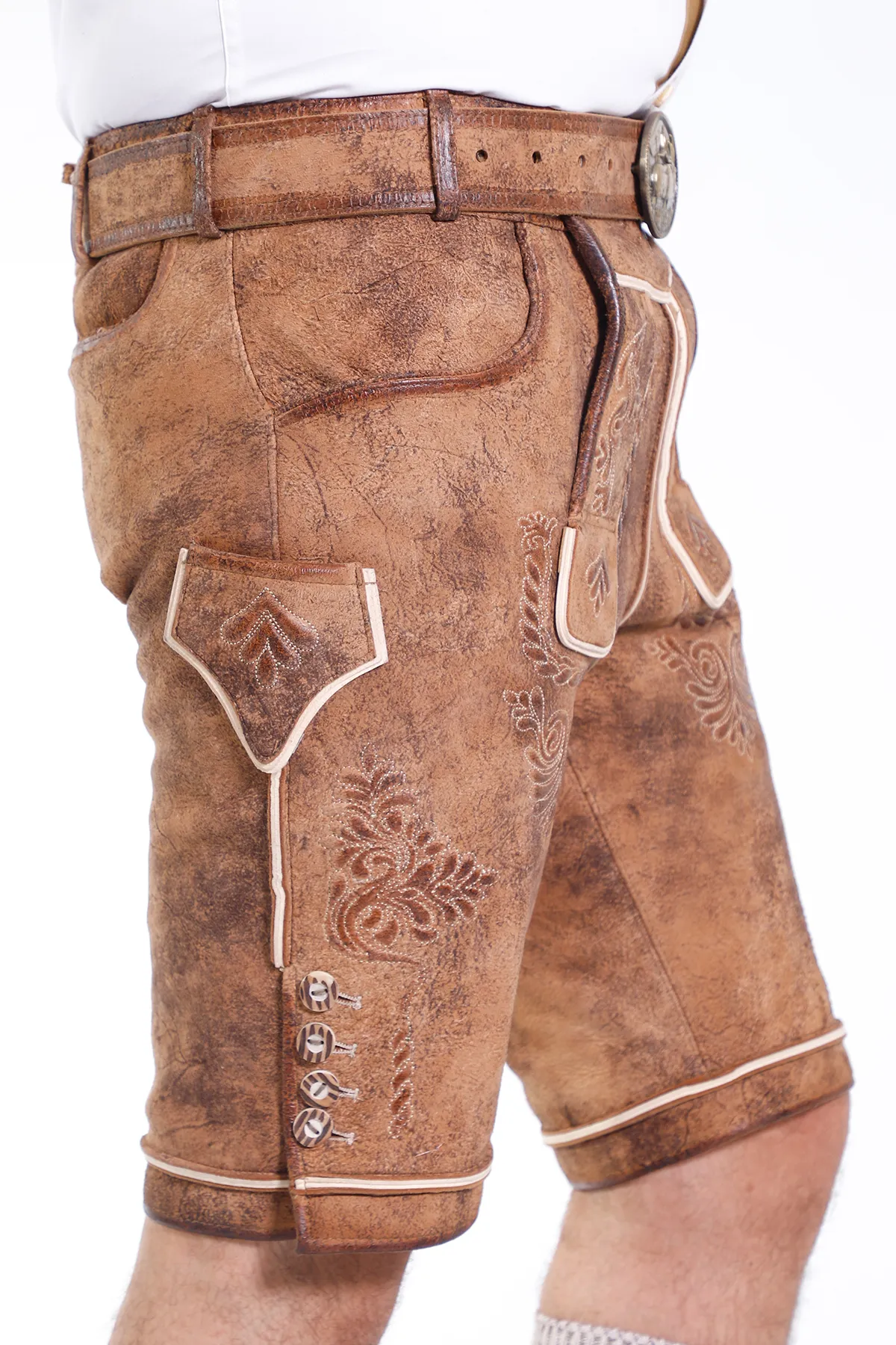 Premium German Lederhosen Men Buff Brown - Image 4