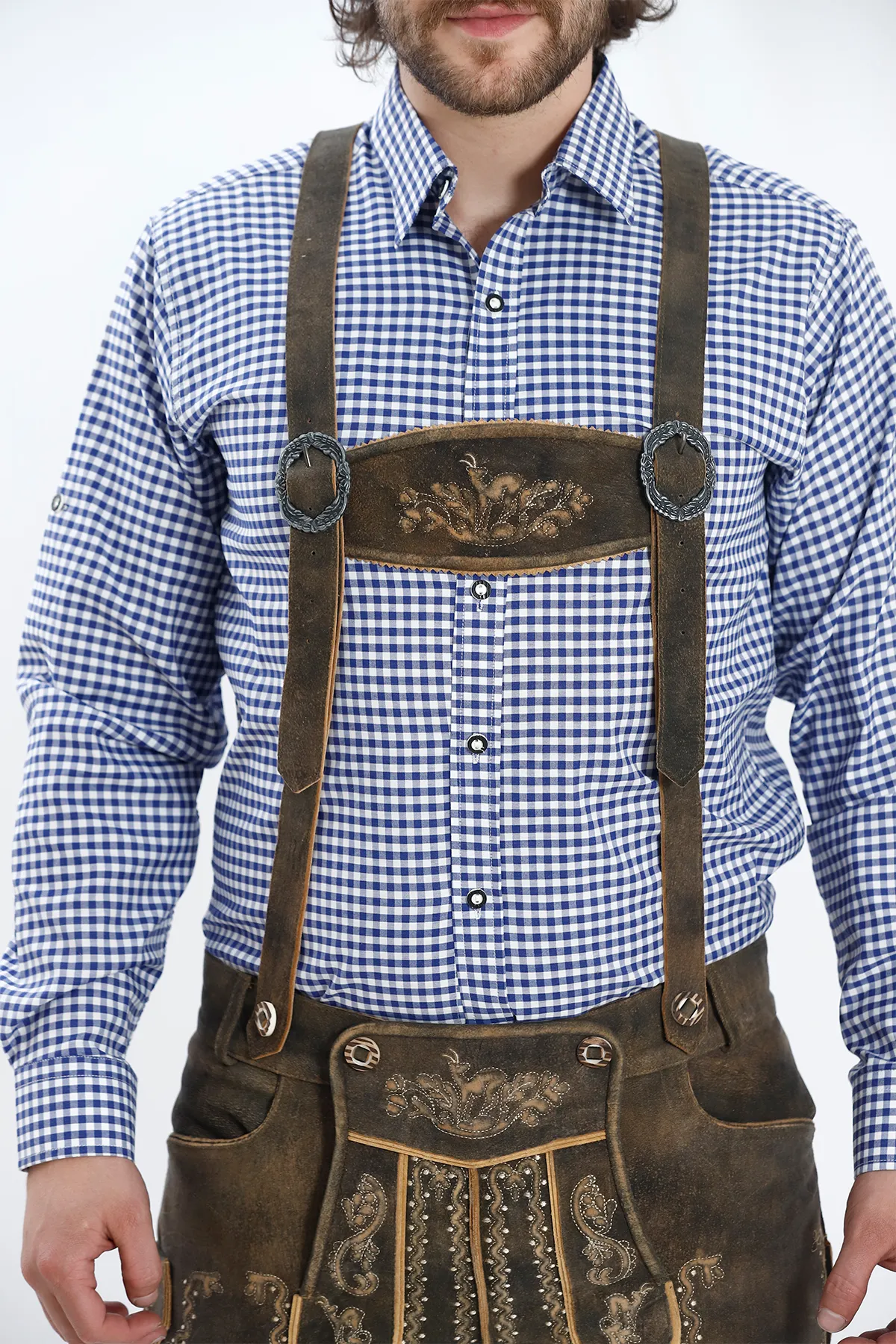Premium Lederhosen Men Suspenders Raw Brown