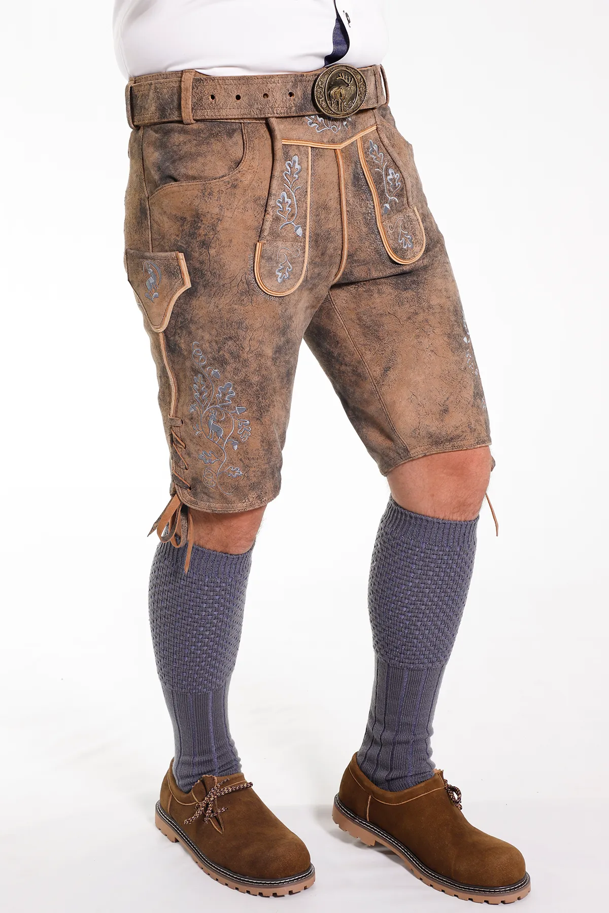 Premium Oktoberfest Lederhosen Men Rustic Brown - Image 3