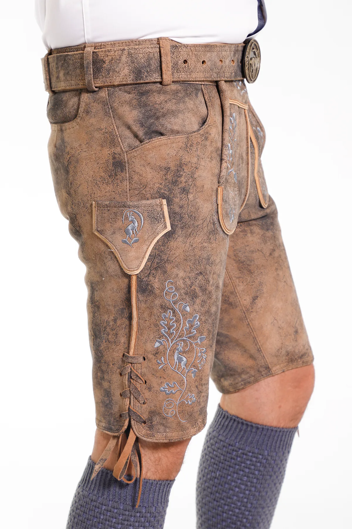 Premium Oktoberfest Lederhosen Men Rustic Brown - Image 4