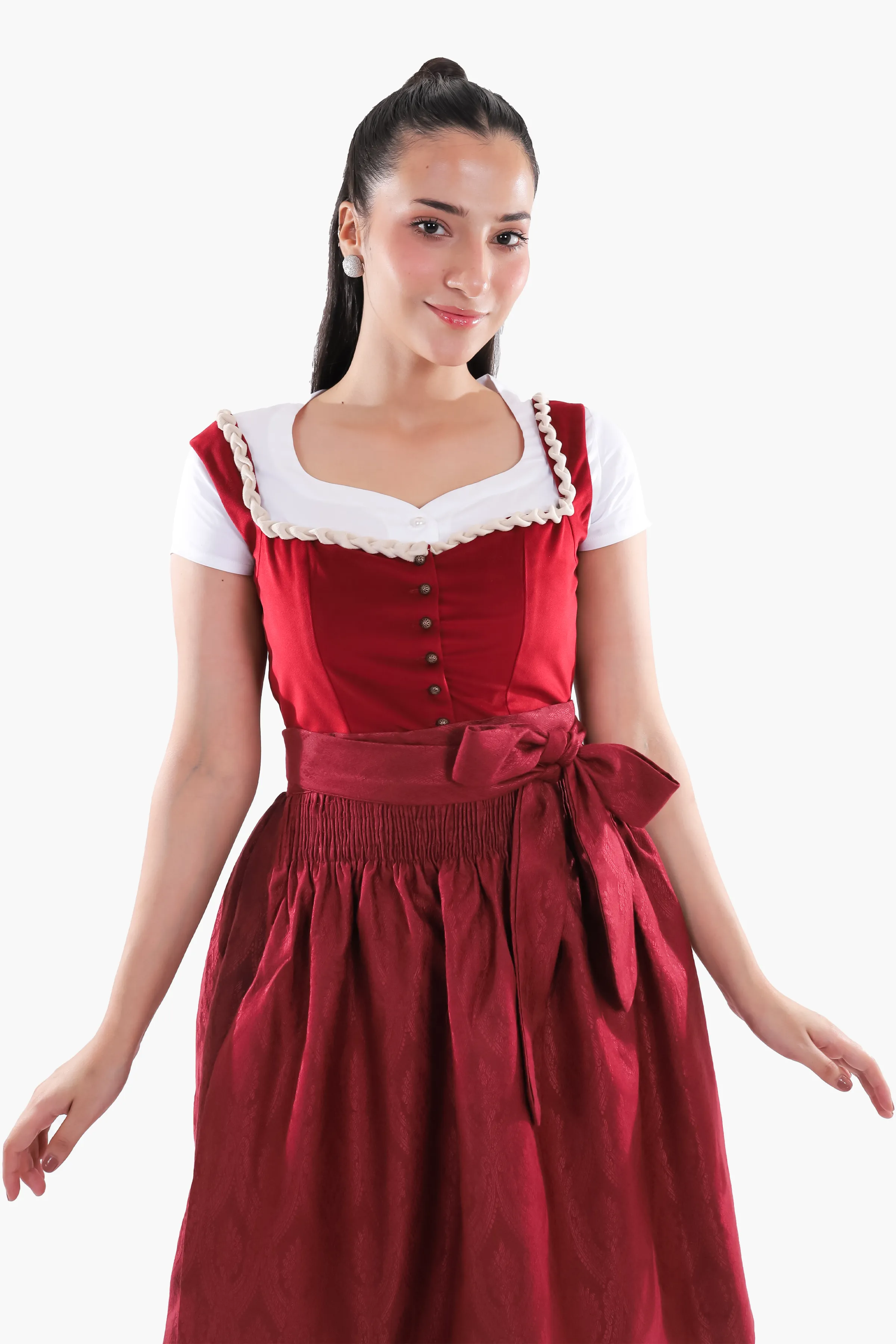 Rich Maroon Dirndl Stunning German Traditional Dress - Image 4