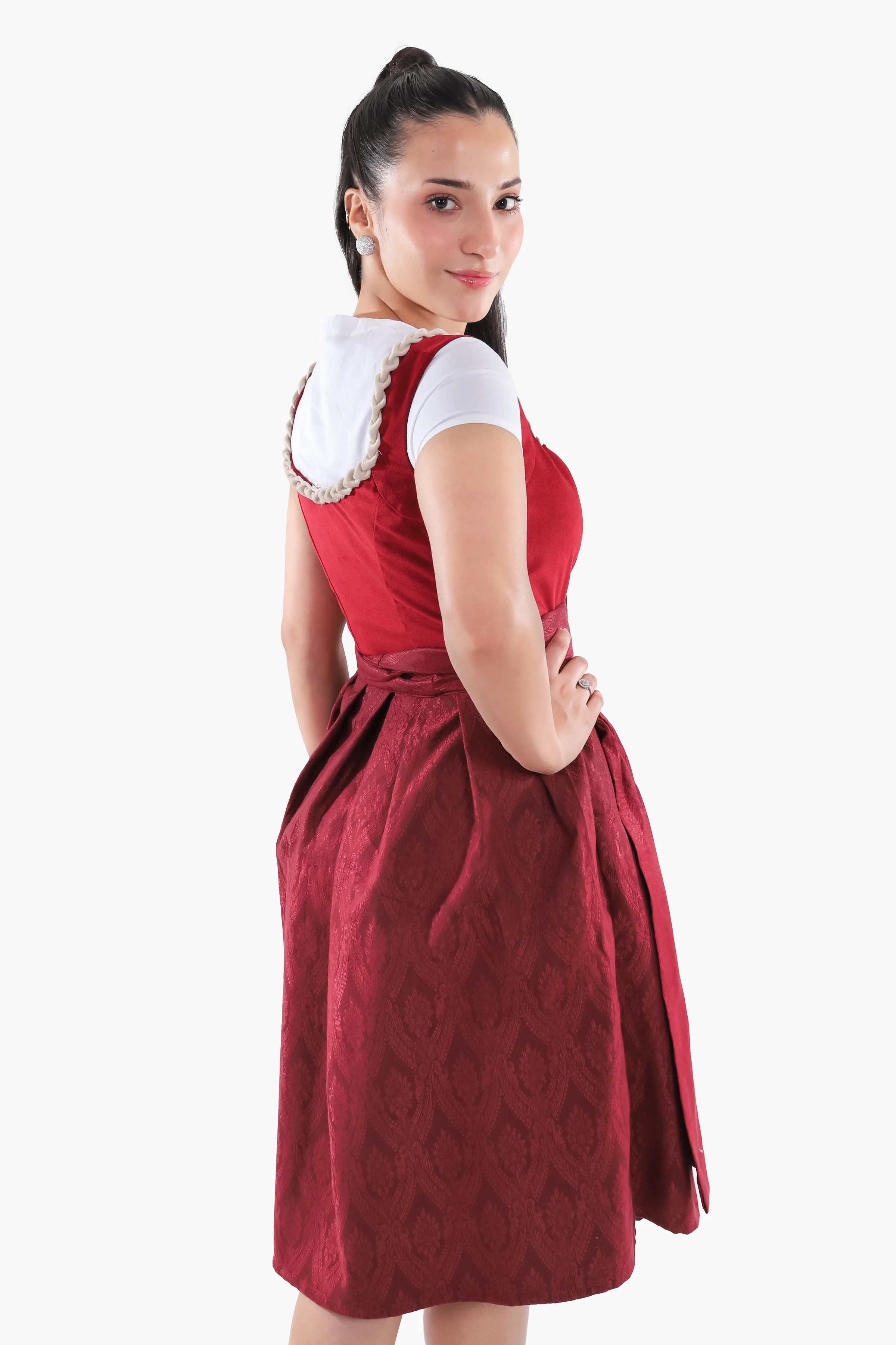 Rich Maroon Dirndl Stunning German Traditional Dress - Image 5