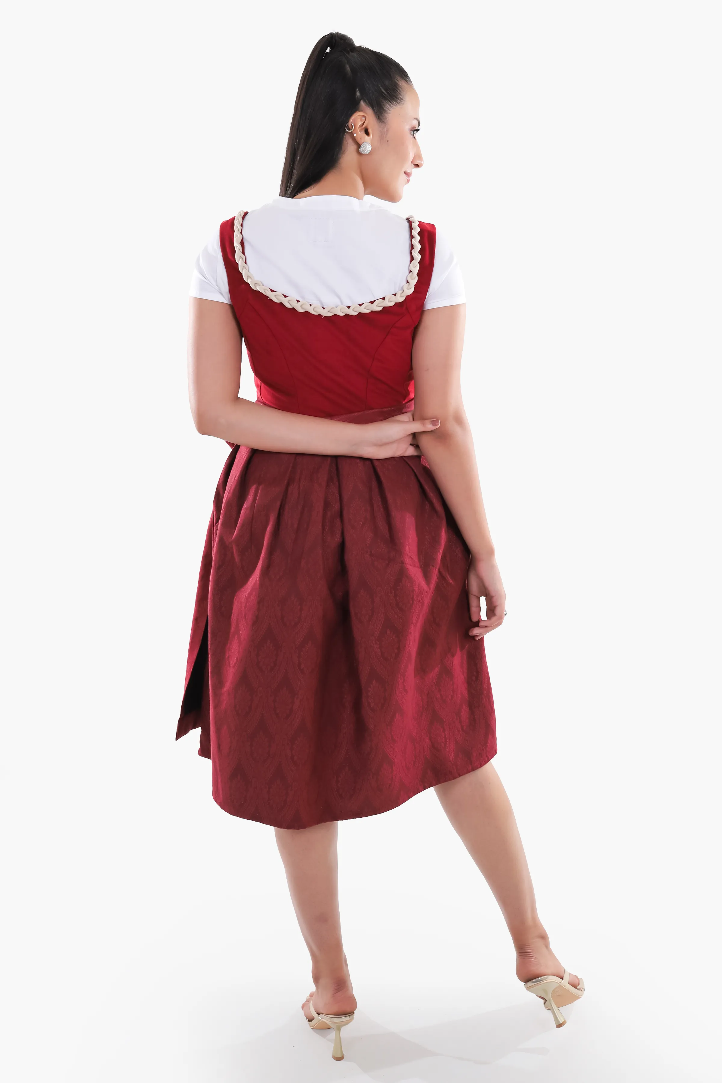 Rich Maroon Dirndl Stunning German Traditional Dress - Image 6