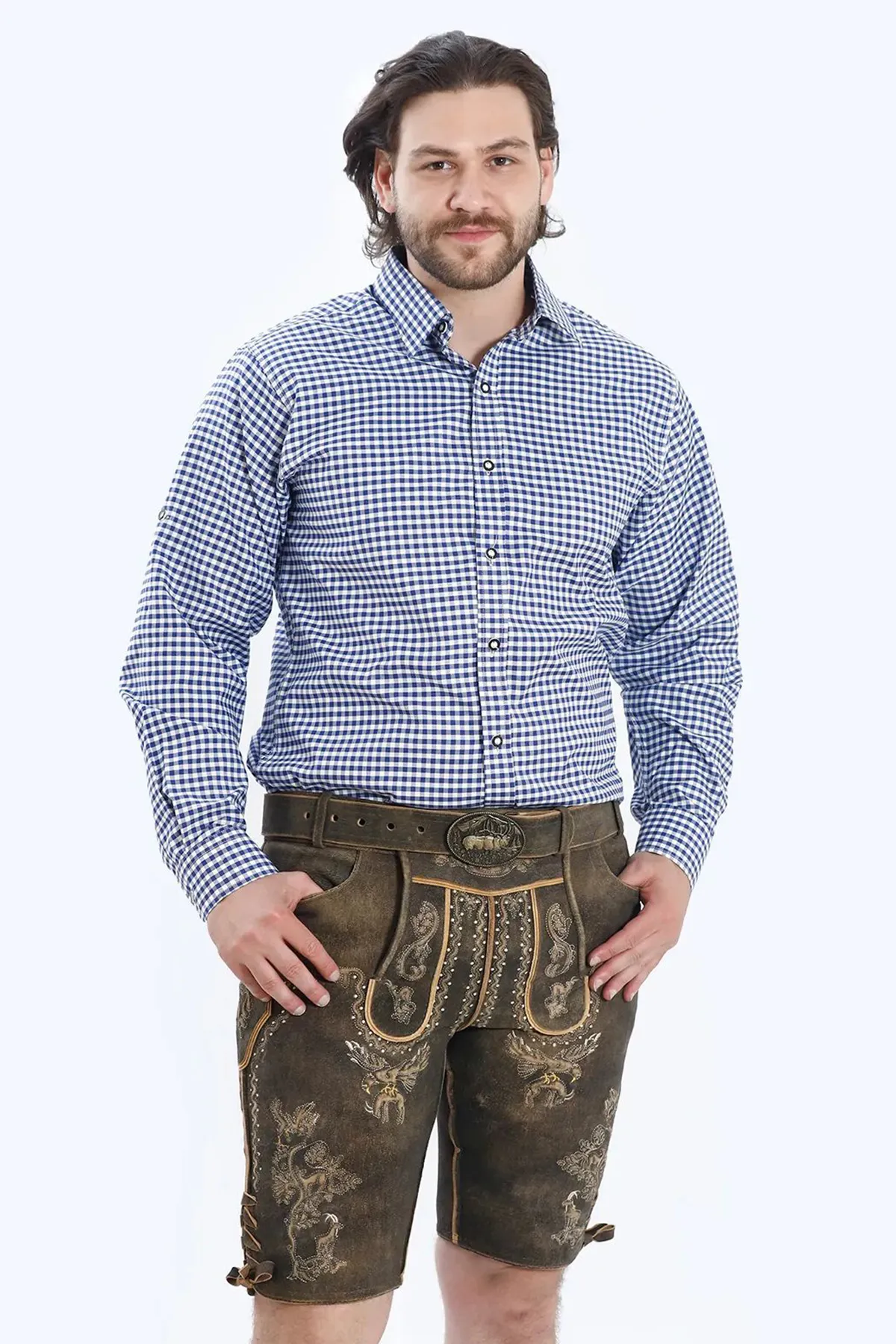 Shirt Small Checkered Cobalt Blue - Image 3