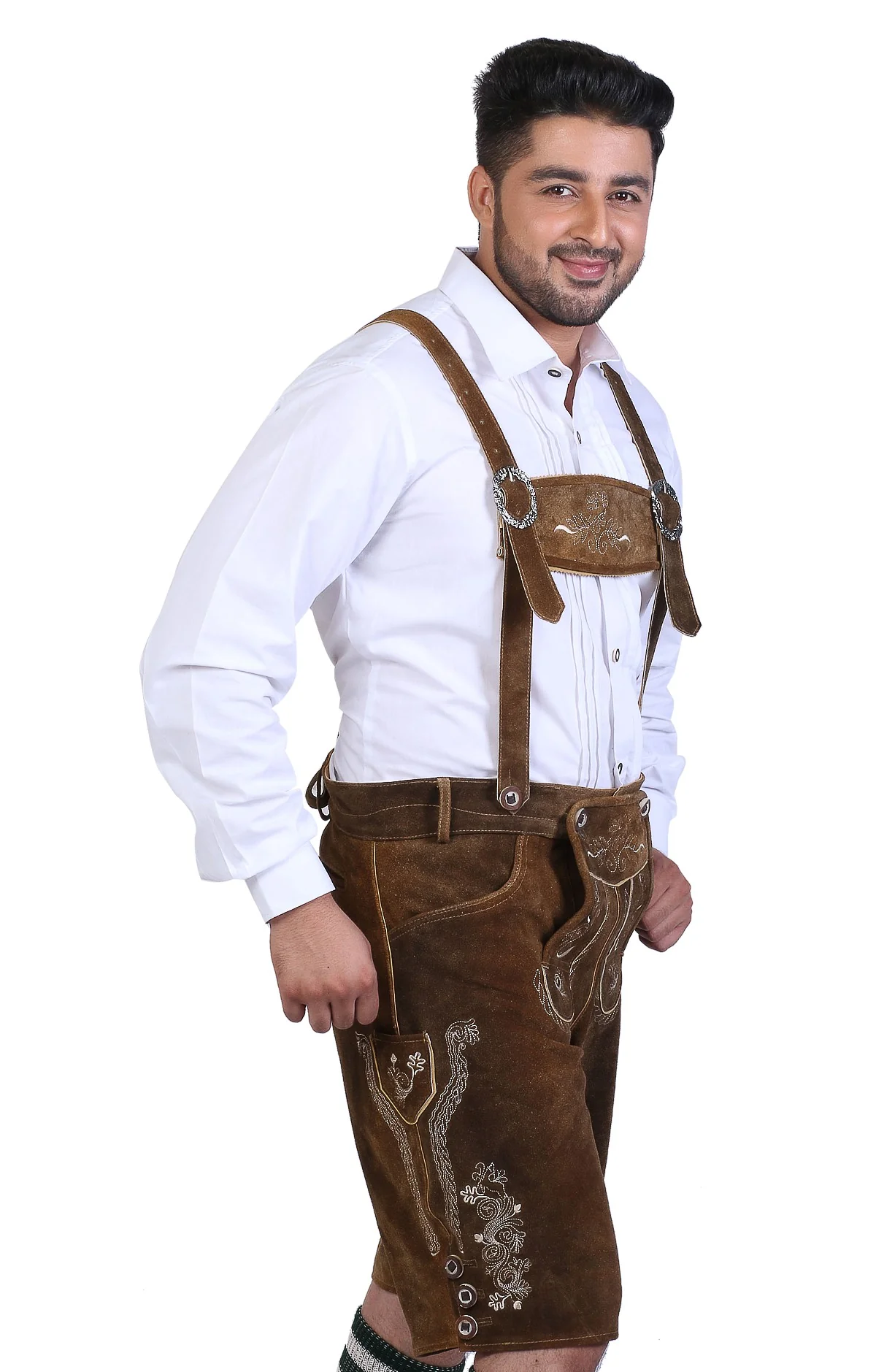 Short Plattler Lederhosen Staggering Brown - Image 6