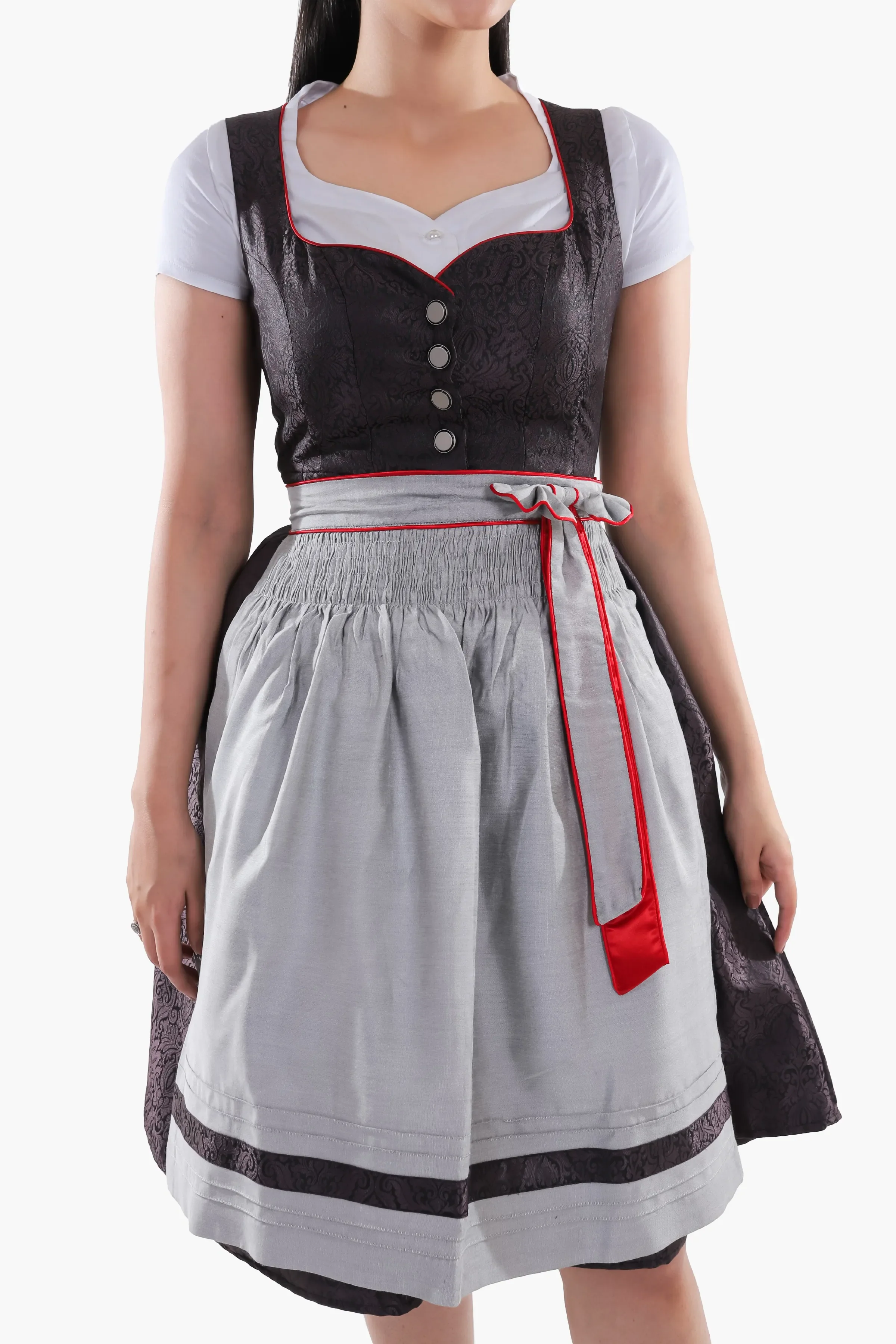 Timeless Bavarian Black Dirndl with Red Accents - Image 3