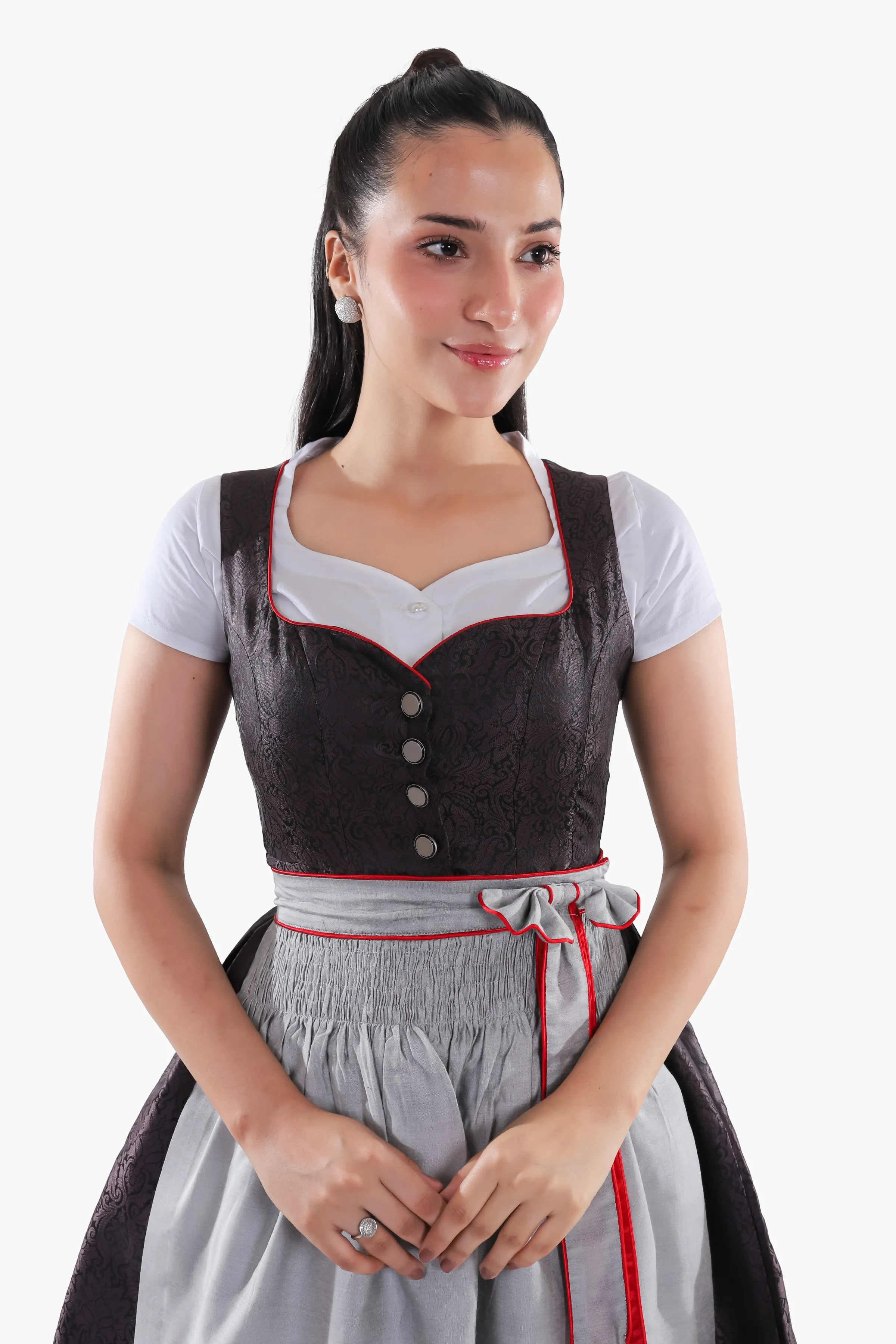 Timeless Bavarian Black Dirndl with Red Accents - Image 4