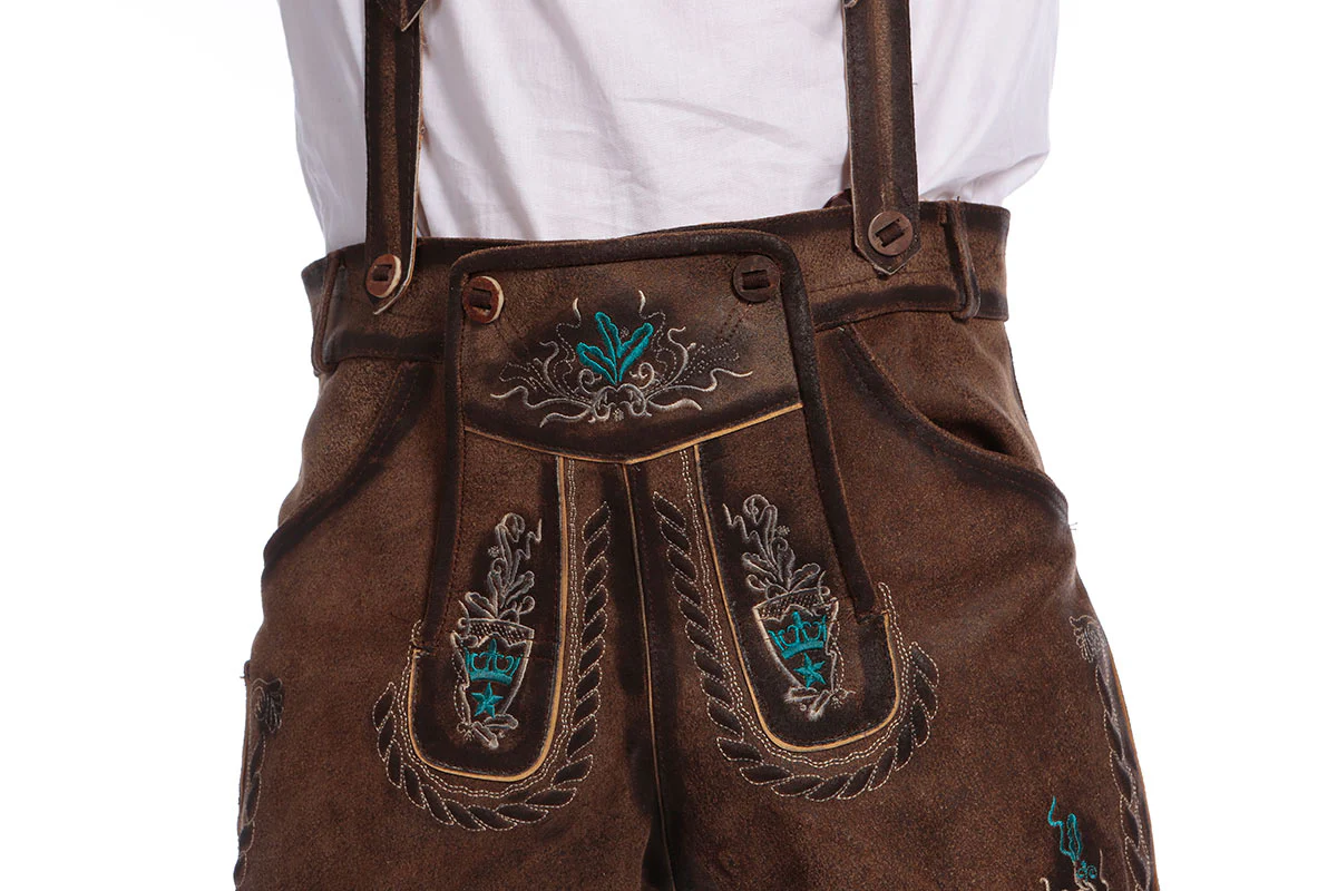 Deep Brown Knee Length Barvarian Lederhosen - Image 3