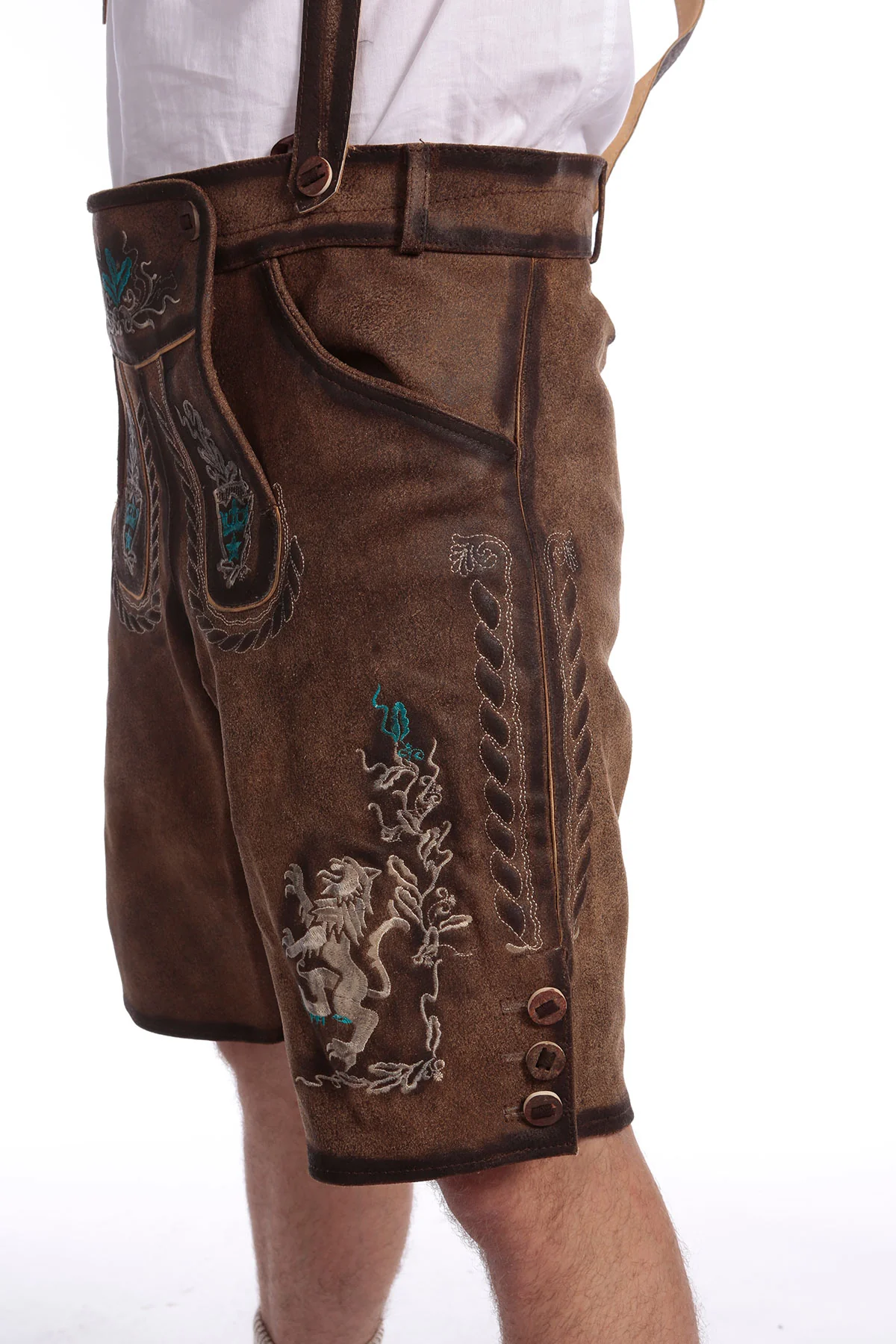 Deep Brown Knee Length Barvarian Lederhosen - Image 5