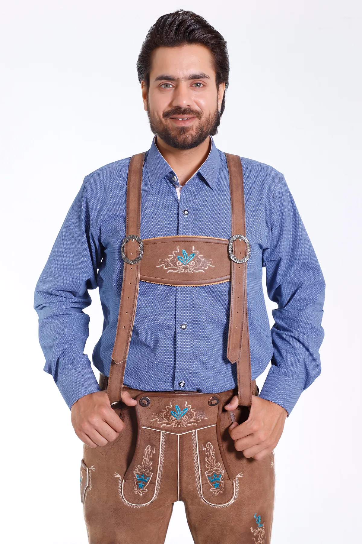 Trachten Men’s Lederhosen Coal Brown - Image 5