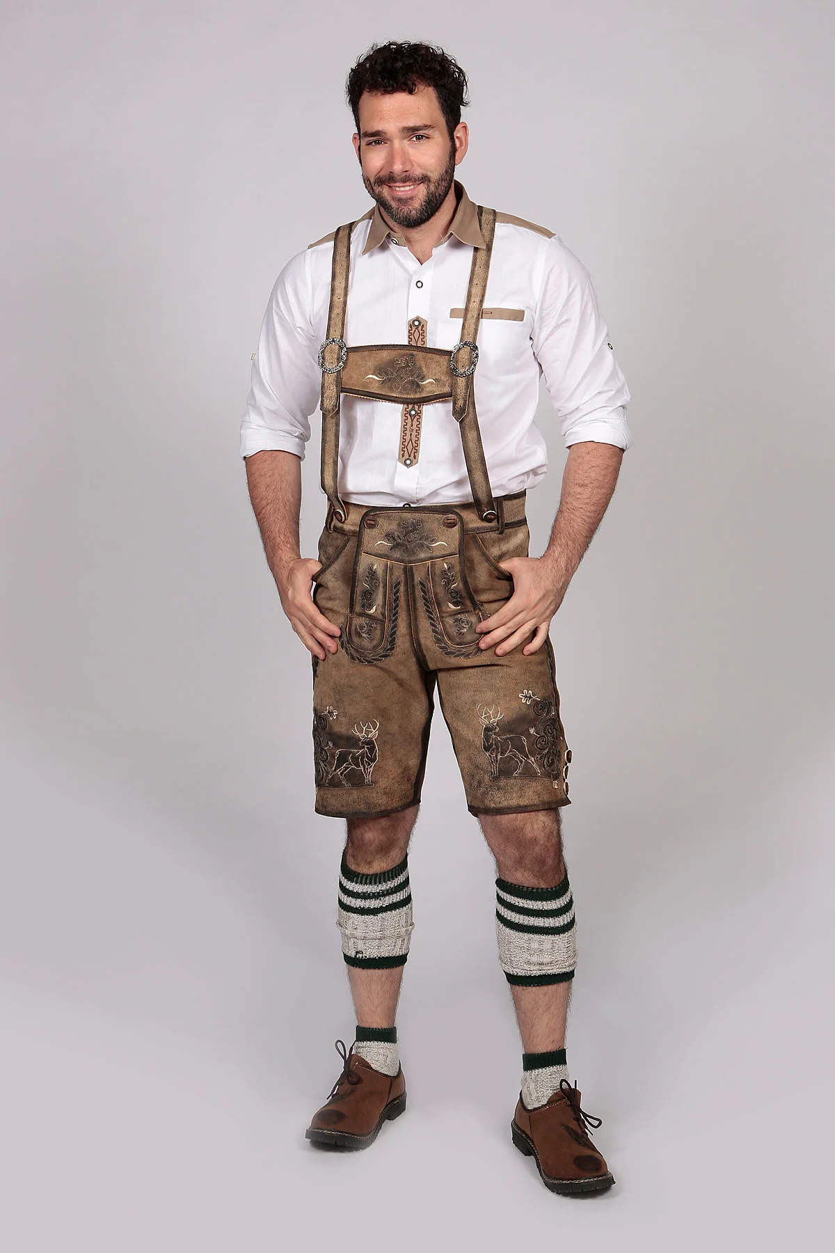 Trachten Short Lederhosen Shaded Wild Brown - Image 2