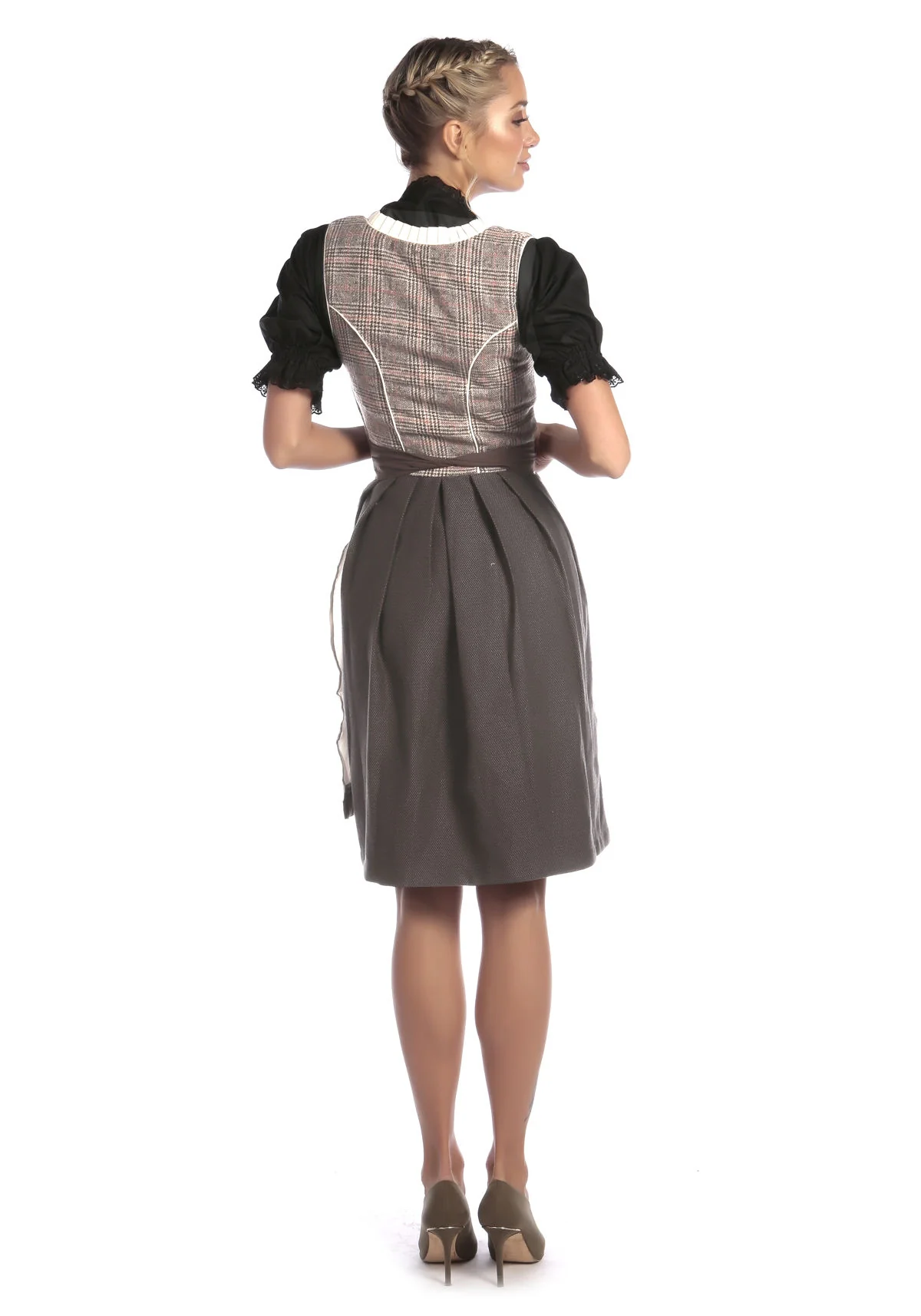 Traditional Checkered White Grey Dirndl - Image 4