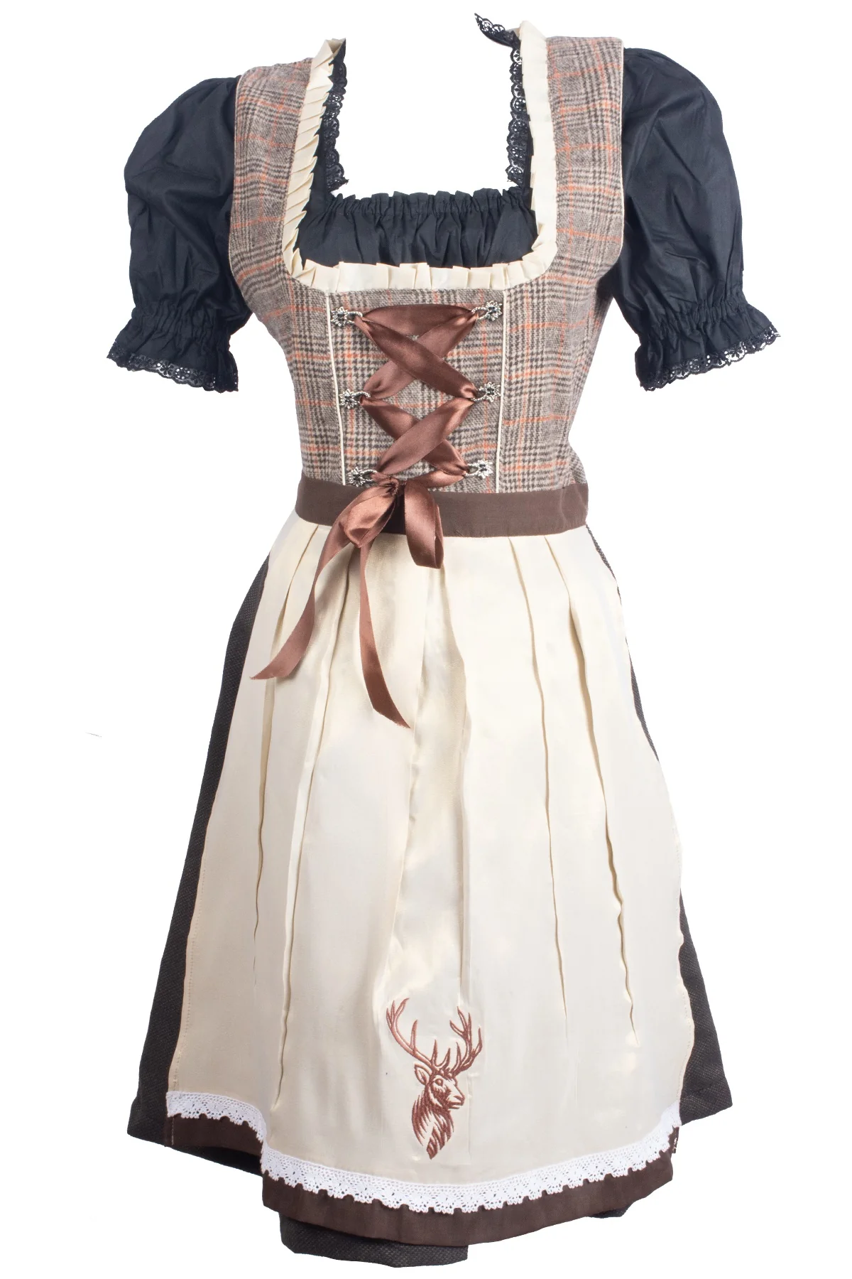 Traditional Checkered White Grey Dirndl - Image 9