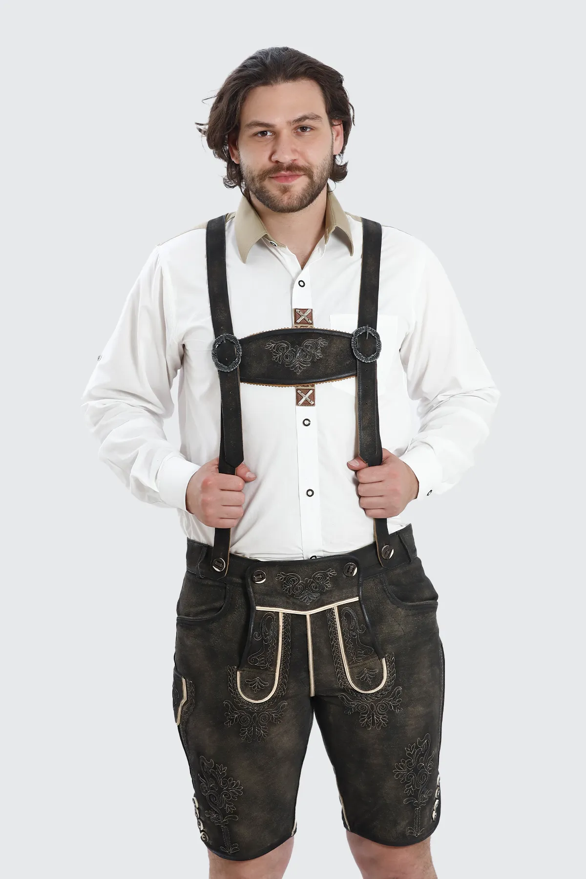 Traditional Lederhosen Men Suspenders Onyx Black - Image 2