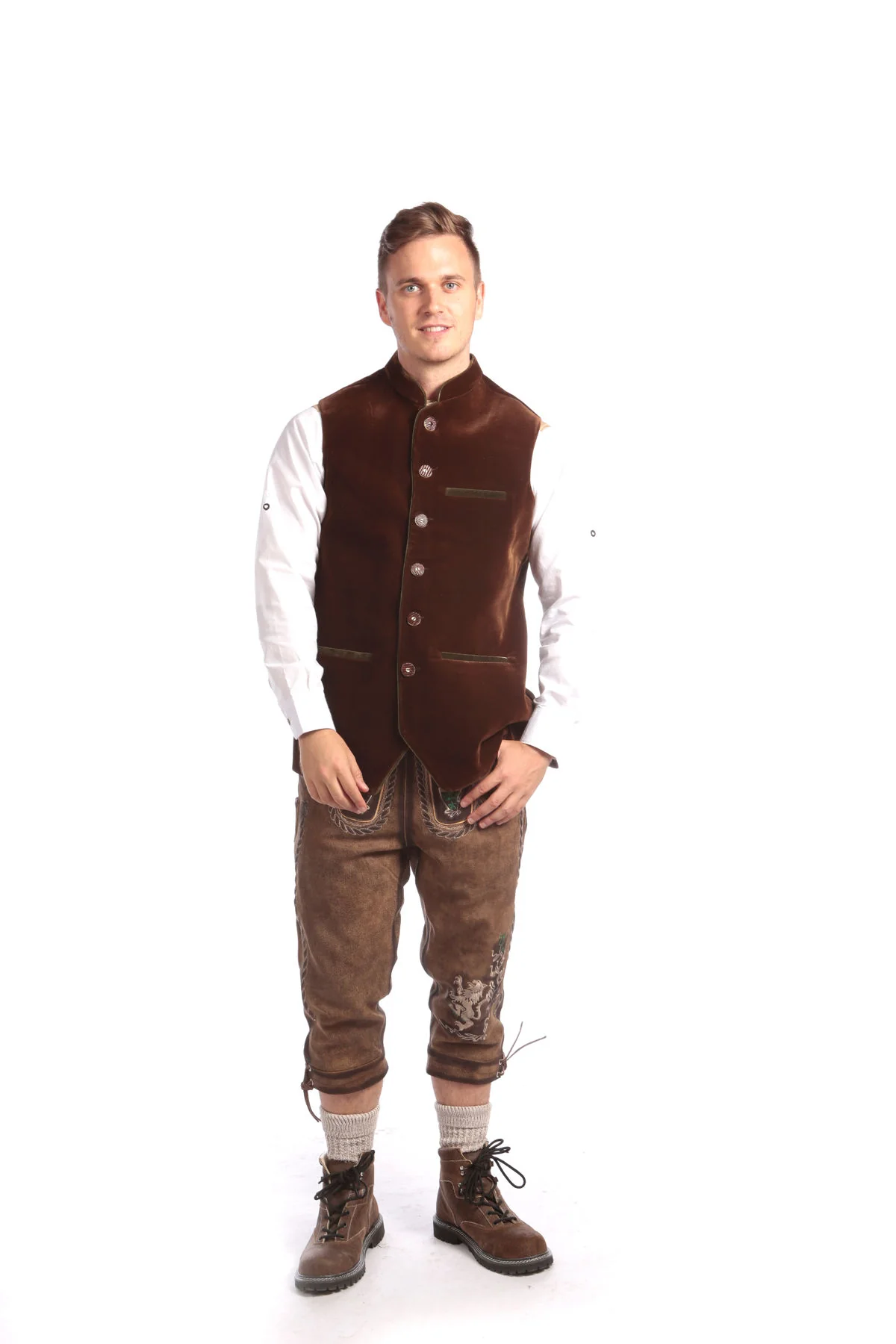 Traditional Men's German Waistcoat Brown - Image 3