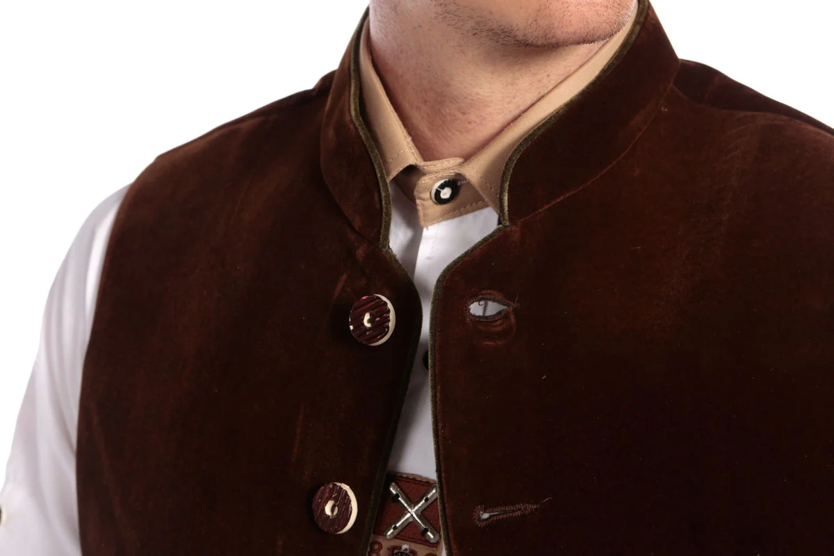 Traditional Men's German Waistcoat Brown - Image 4