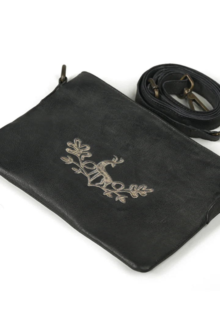 Hand Embroidered Black Colour Bag with Adjustable Strap - Image 3