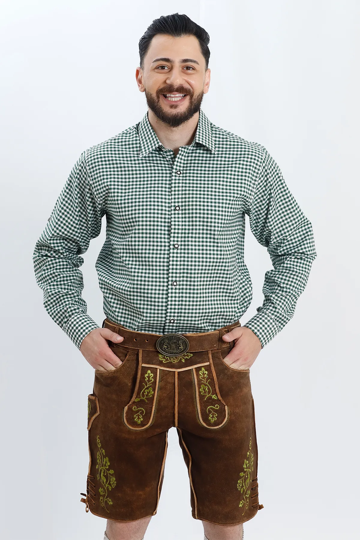 Vibrant Brown Men's Lederhosen Outfit - Image 3