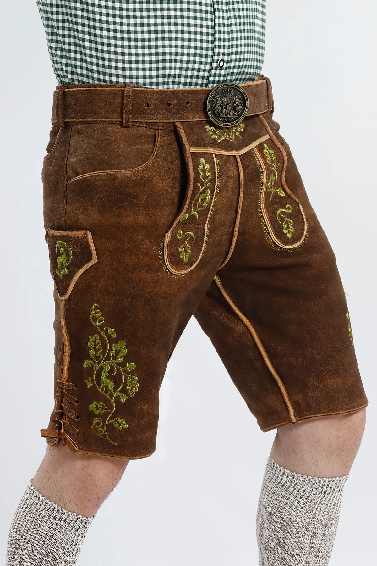 Vibrant Brown Men's Lederhosen Outfit - Image 4