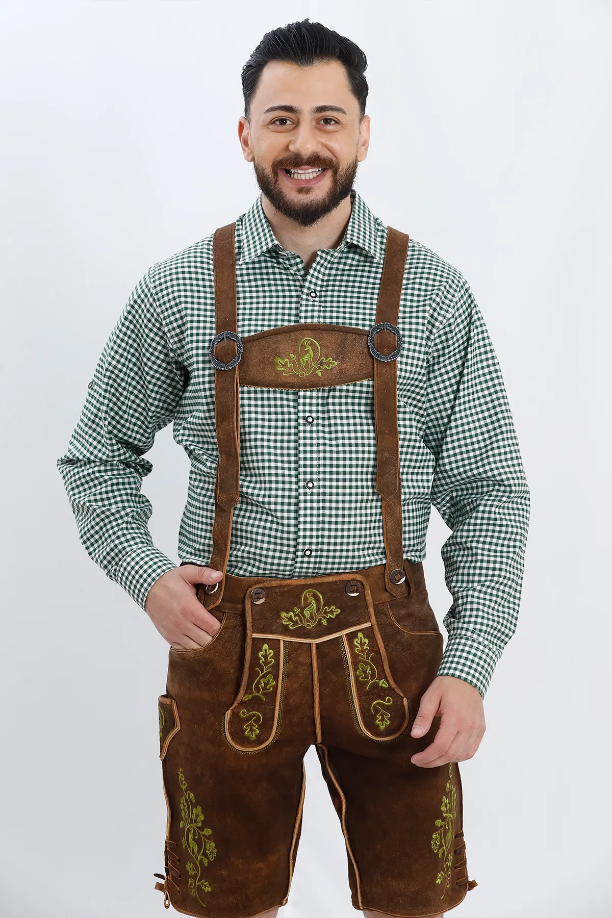 Vibrant Brown Men's Lederhosen Outfit - Image 5