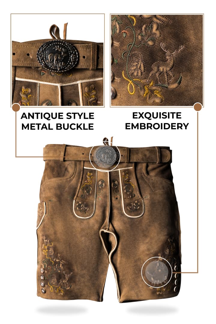 Vintage Attire German Mens Fashion Lederhosen Oktoberfest Outfit Sets - Image 3