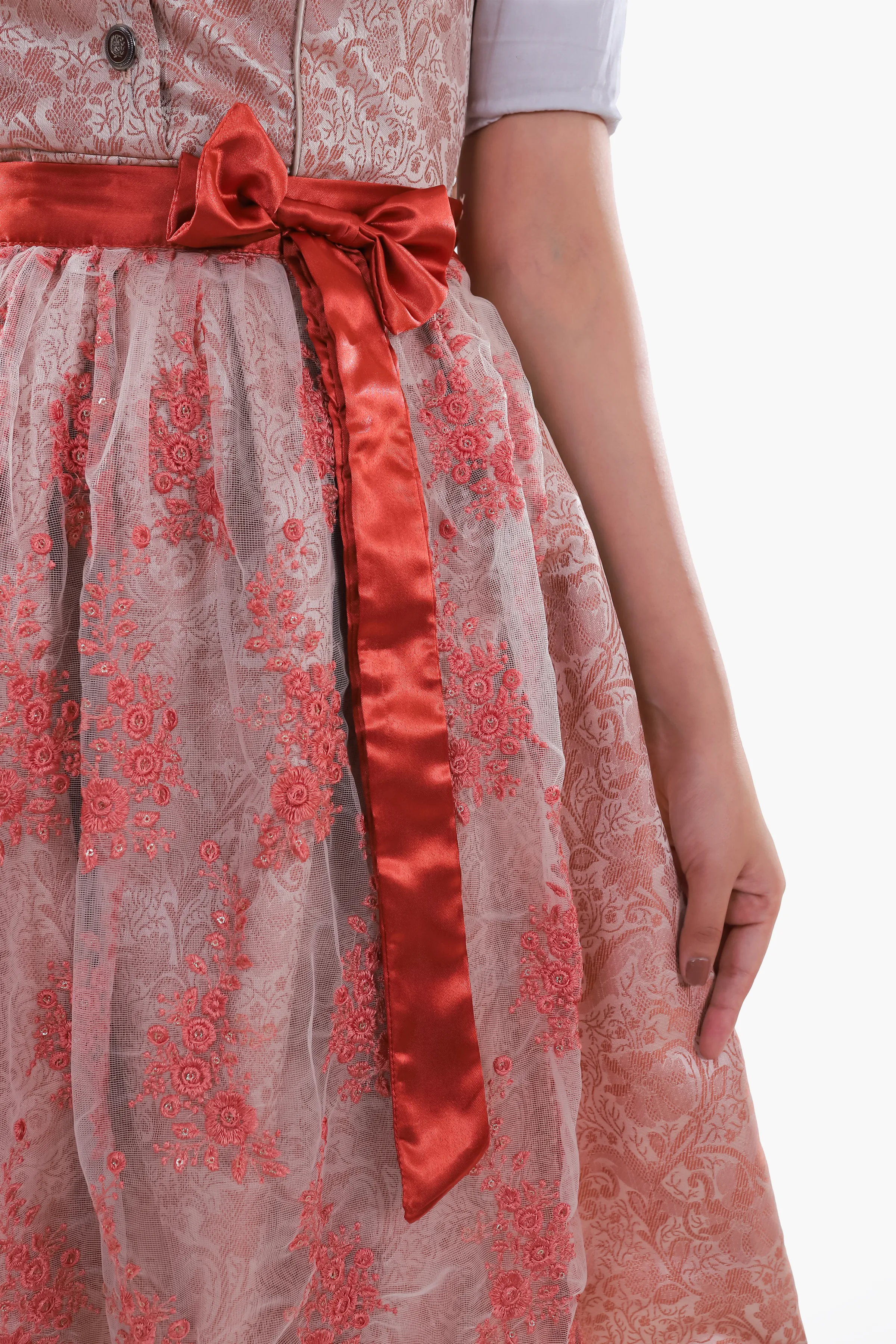 Womens German Dirndl Dress Dusty Rose Ember Glow - Image 6