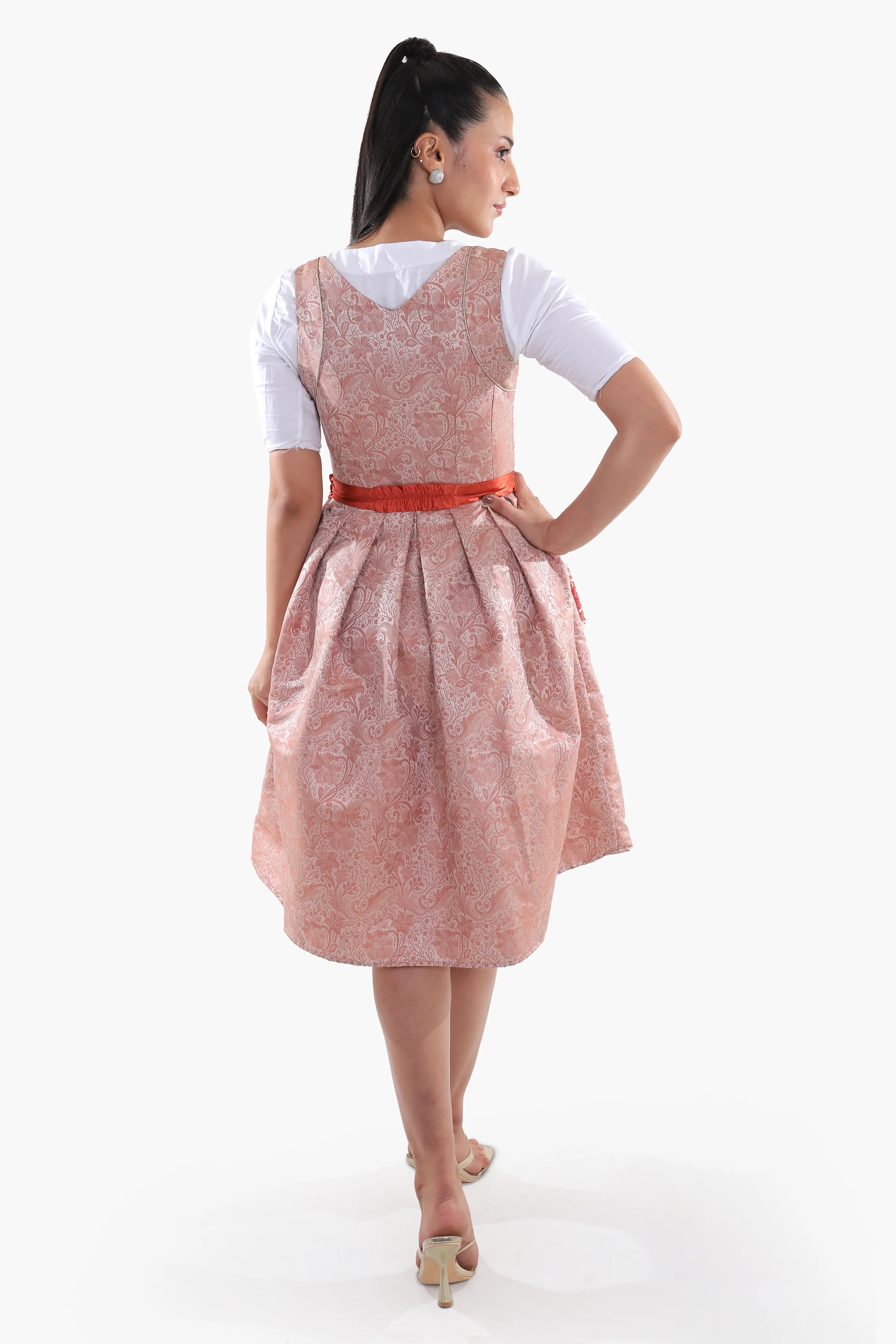 Womens German Dirndl Dress Dusty Rose Ember Glow - Image 8